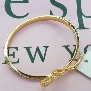 kate spade Gold & Cubic Zirconia Bow Hinged Bangle Bracelet NEW NWT